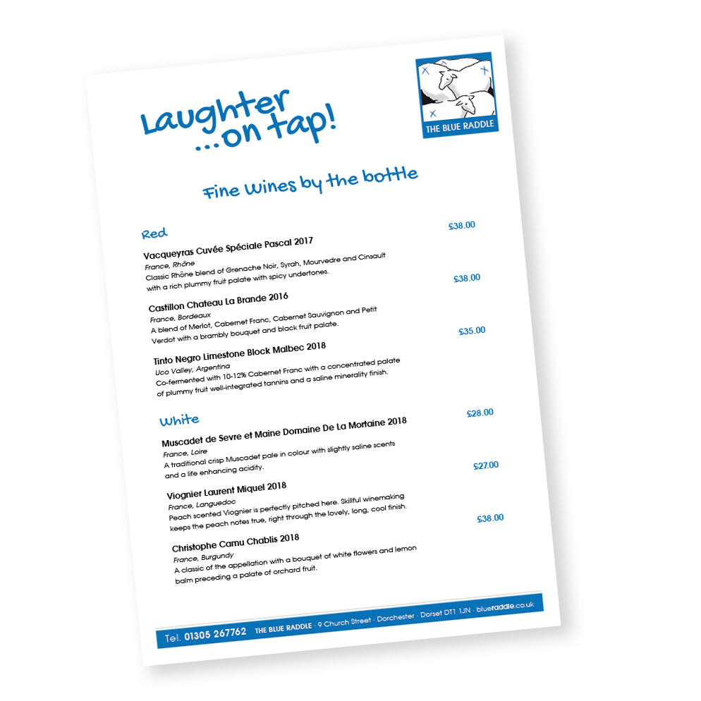 The Blue Raddle - Wine list